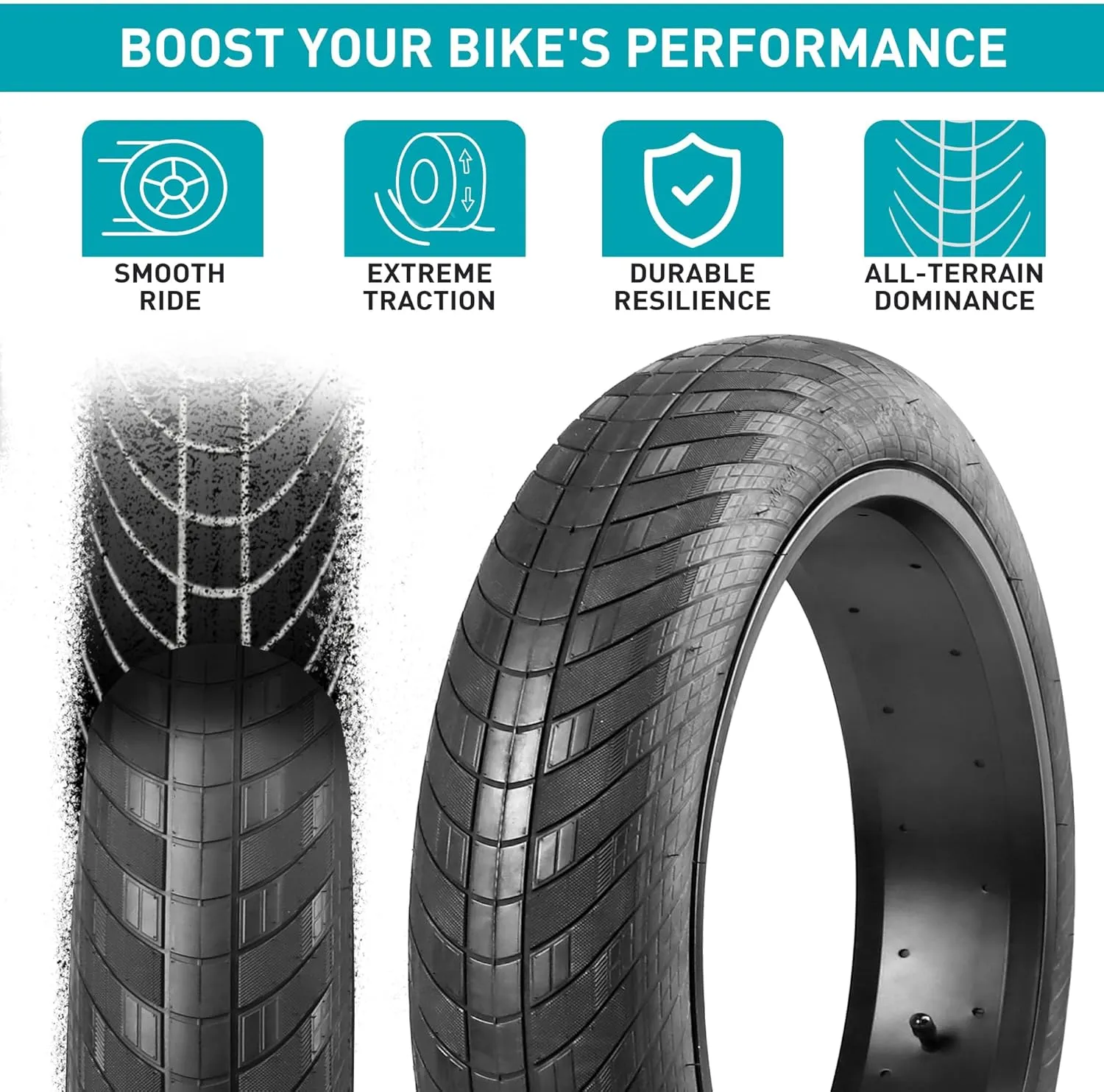 1/2 Pack 26x3.0 Fat Bike Tires ebike Tires with Tubes MTB Heavy Duty Wear-Resistant E-Bike Mountain Snow Bike Tire 26 x 3 Fat tireBlack