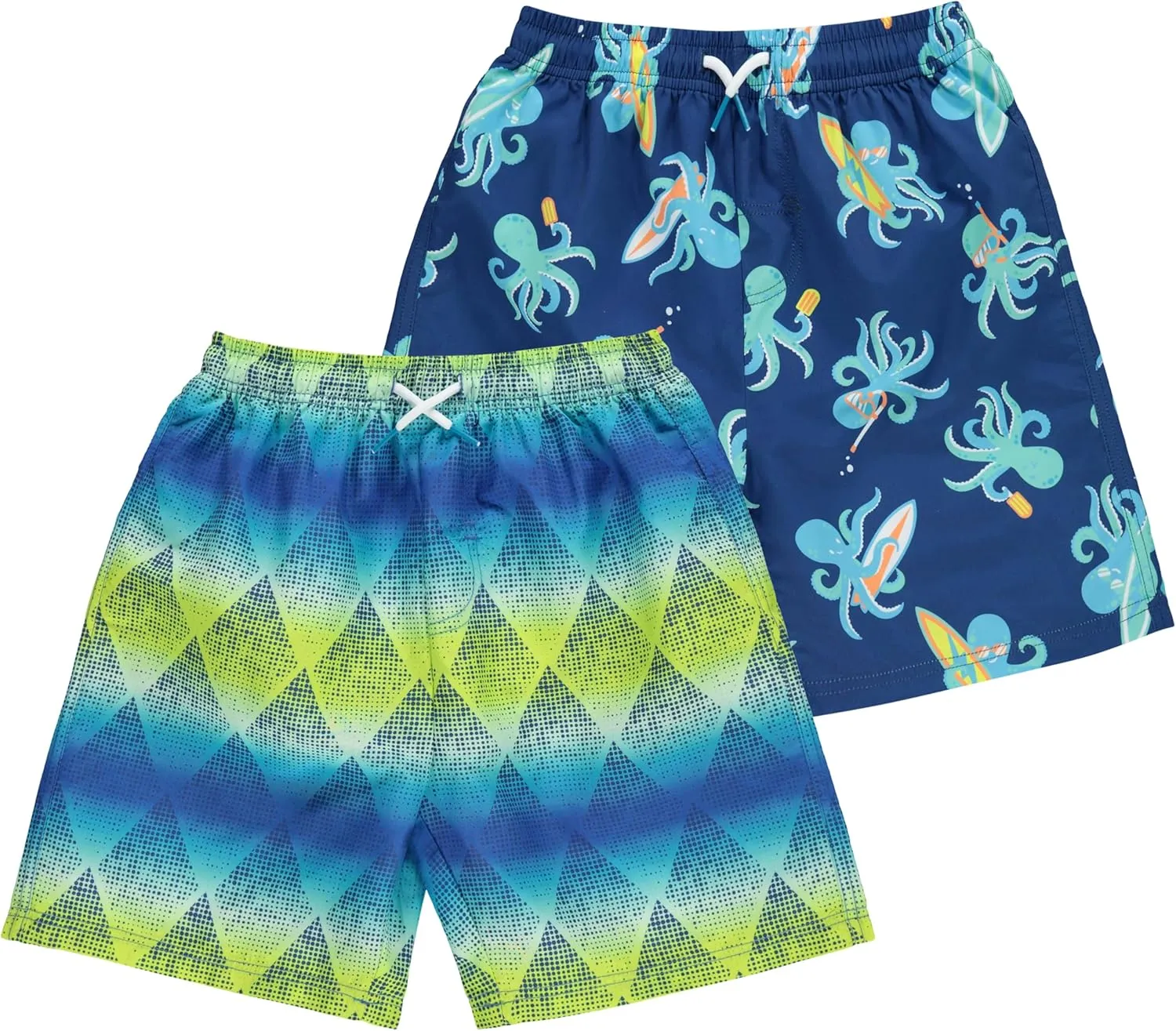 2 or 3-Pack Boys Swim Trunks, Kids Quick Dry Swimming Shorts with Liner - Solid/Printed Swimwear