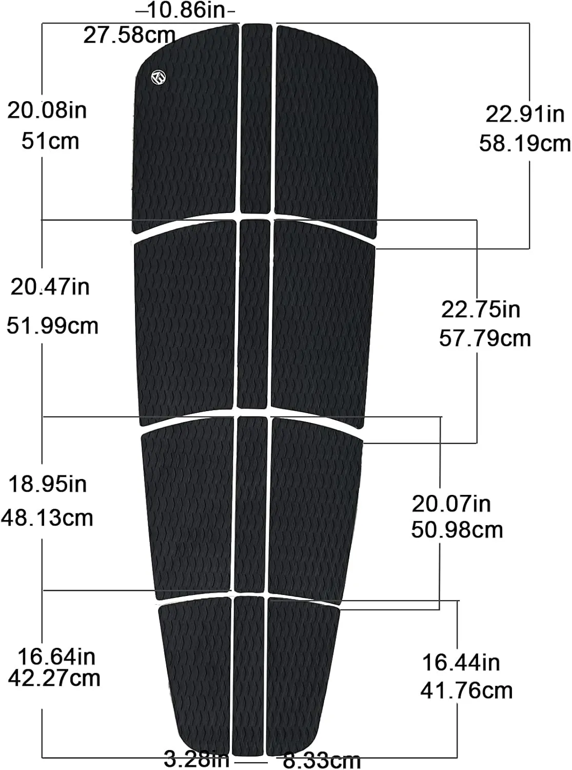 AQUBONA SUP Deck Traction Pad 12 Piece Tail Pads for Stand Up Paddleboard Longboard Surfboard Premium Performance EVA