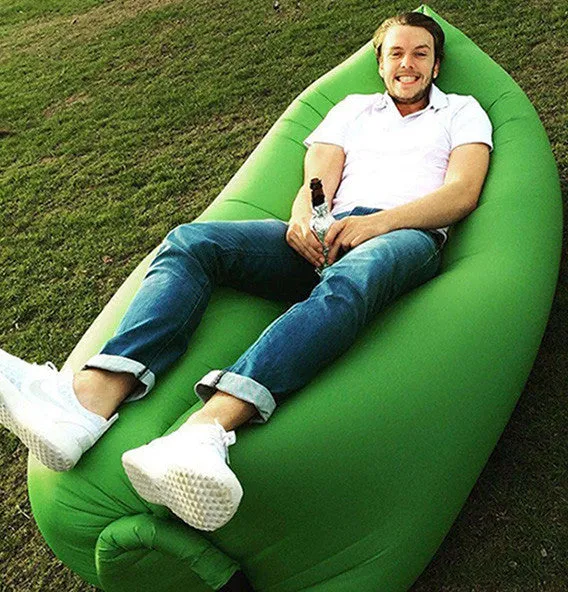 Beach Portable Outdoor Furniture Air Bed Inflatable Hammock Sleeping Bag Camping Air Sofa Nylon Polyester Lazy Bag Environmental