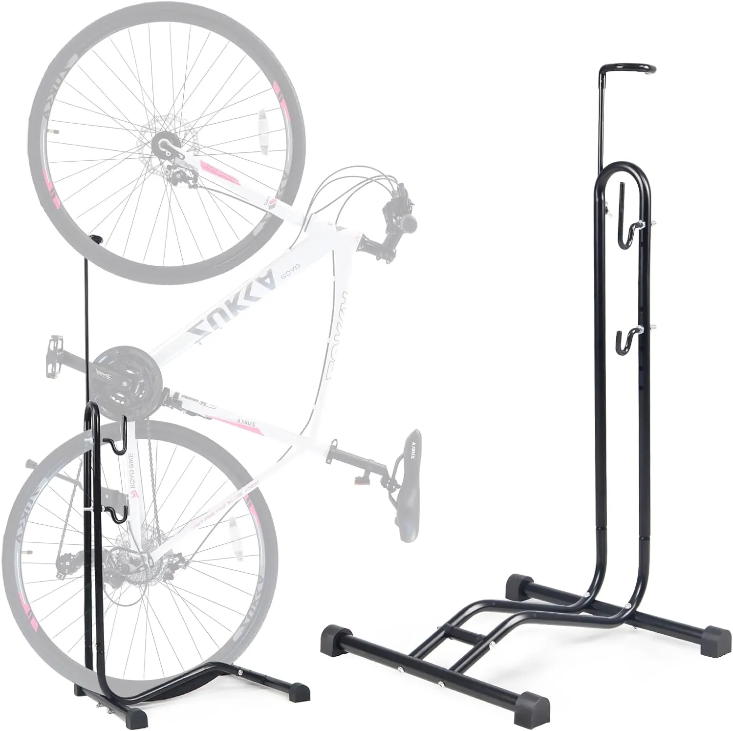 Bike Floor Stand Parking Rack - Indoor & Outdoor, Mountain & Road Bikes, 1 Pack