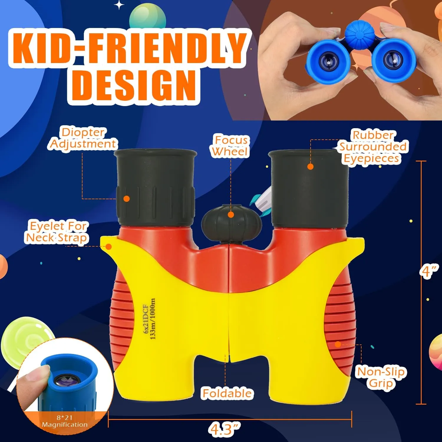 Compact Mini Binoculars for Kids  8x21 Zoom Kids Binoculars Toy Gift Shock Proof for 3 4 5 6 7 8 9 10 11 12 13 Years Old Boys Girls Bird Watching Sporting Events Children Best Present