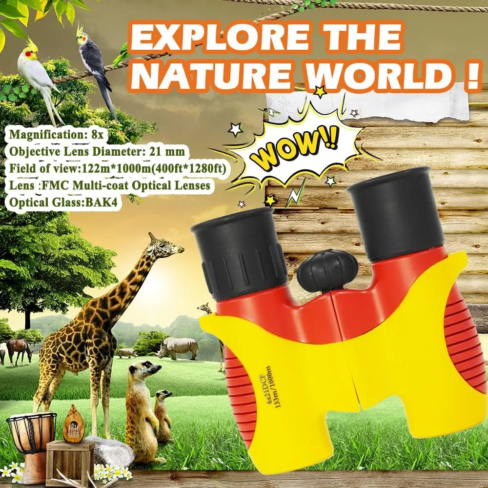 Compact Mini Binoculars for Kids  8x21 Zoom Kids Binoculars Toy Gift Shock Proof for 3 4 5 6 7 8 9 10 11 12 13 Years Old Boys Girls Bird Watching Sporting Events Children Best Present
