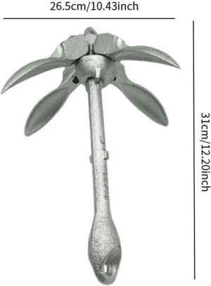 Folding Grapnel Anchor, Carbon Steel Galvanized Marine Anchor, Small Boat Anchor for Dinghy Raft Yacht Paddle Board