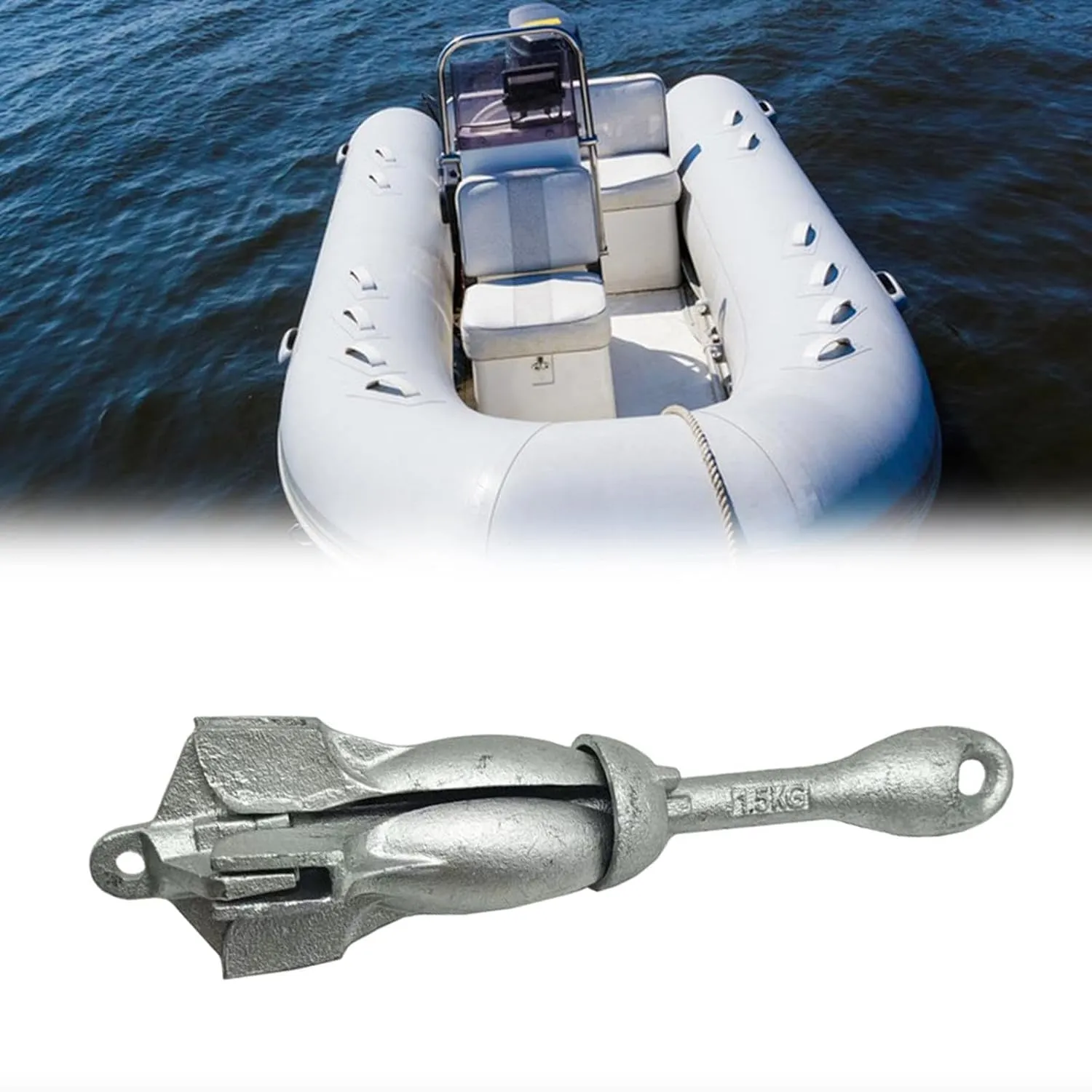 Folding Grapnel Anchor, Carbon Steel Galvanized Marine Anchor, Small Boat Anchor for Dinghy Raft Yacht Paddle Board