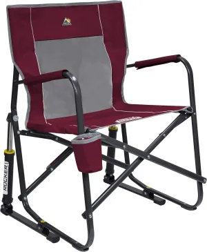 GCI OUTDOOR Freestyle Rocker Camping Chair | Portable Folding Rocking Chair with Solid, Durable Armrests, Drink Holder & Comfortable Backrest  Cinnamon