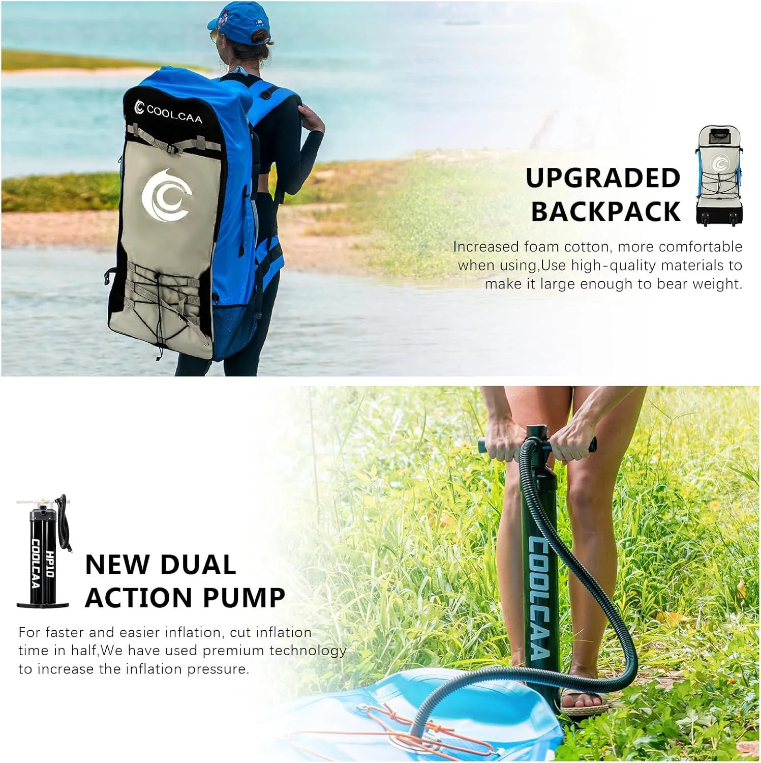 Inflatable Stand Up Paddle Board, 460lb Max Capacity, Premium SUP Accessories, Stable Non-Slip Deck, Adult & Youth All Skill Levels