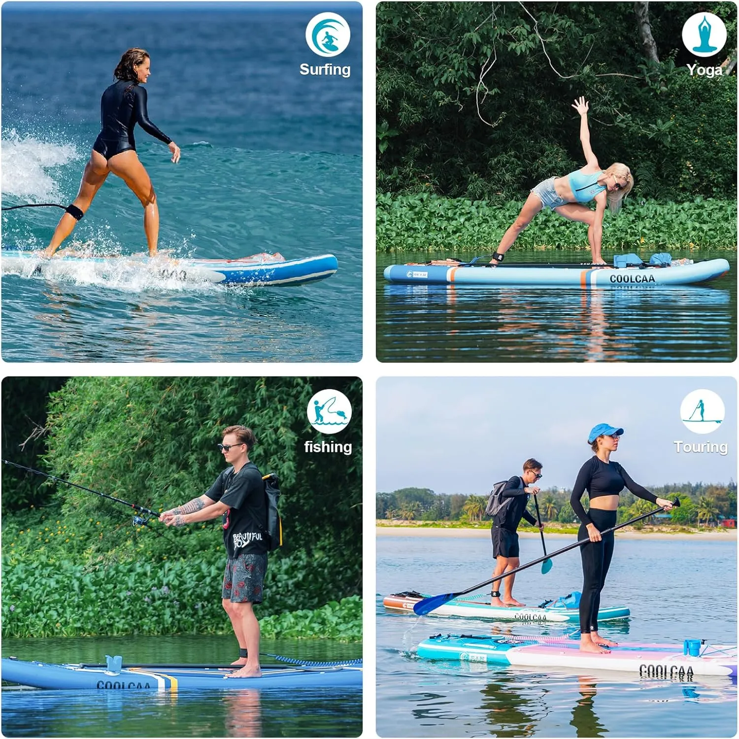 Inflatable Stand Up Paddle Board, 460lb Max Capacity, Premium SUP Accessories, Stable Non-Slip Deck, Adult & Youth All Skill Levels