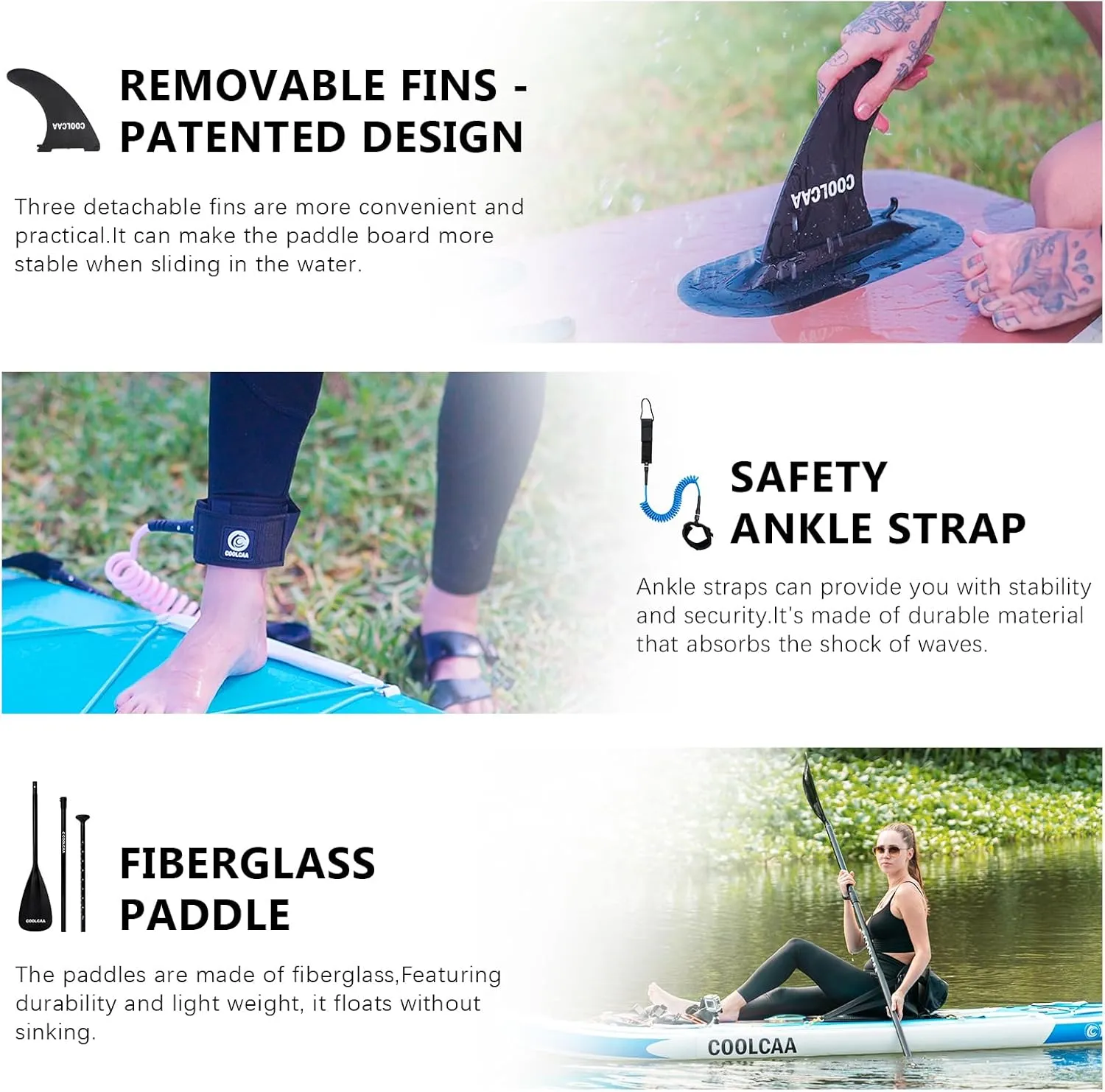 Inflatable Stand Up Paddle Board, 460lb Max Capacity, Premium SUP Accessories, Stable Non-Slip Deck, Adult & Youth All Skill Levels