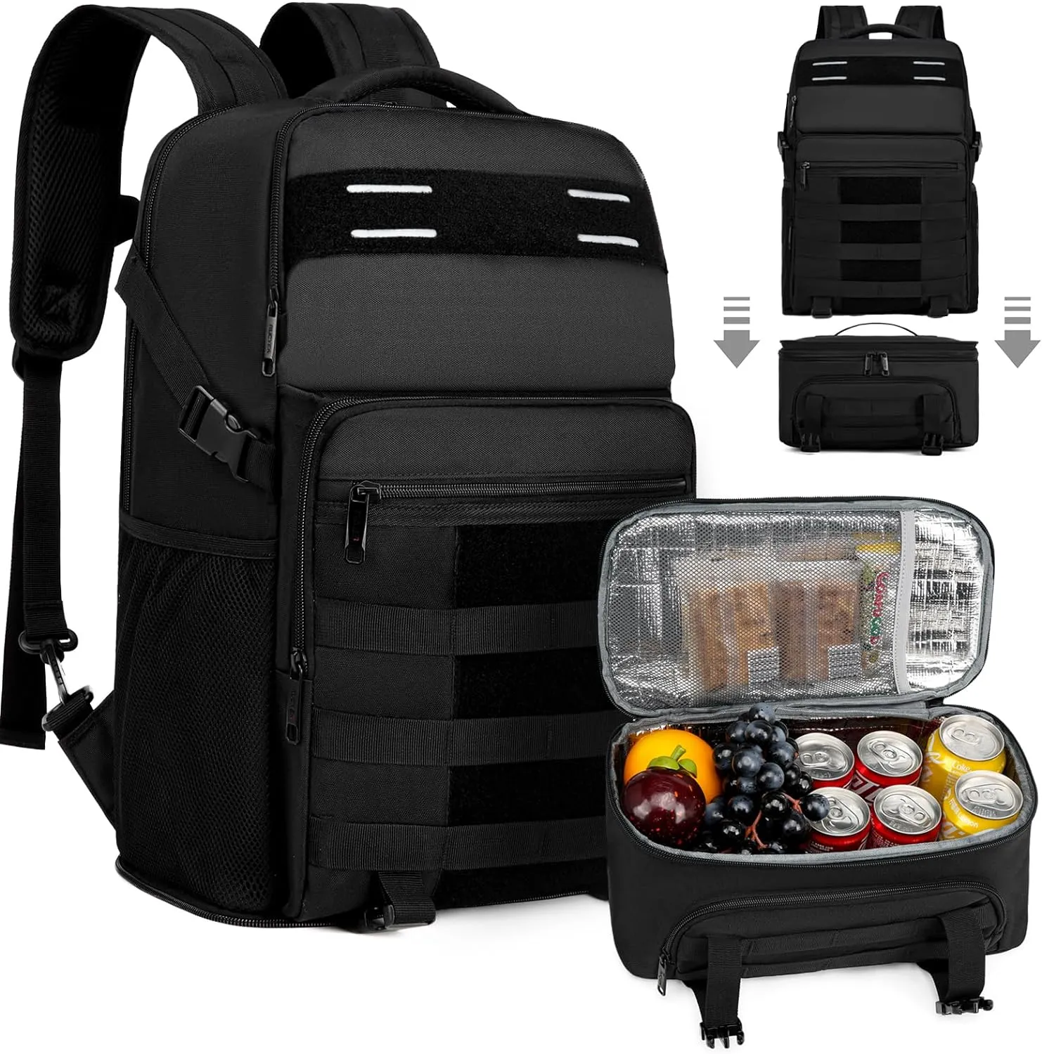 Lunch Backpack, Insulated Cooler Backpack Removable Lunch Box for Men Women, 15.6 Inches RFID Blocking Laptop Backpack Lunch Bag for Work Travel Black