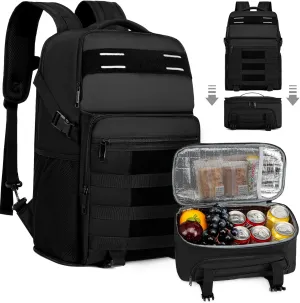 Lunch Backpack, Insulated Cooler Backpack Removable Lunch Box for Men Women, 15.6 Inches RFID Blocking Laptop Backpack Lunch Bag for Work Travel Black