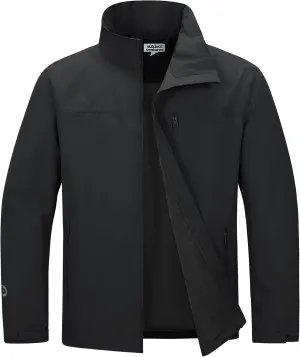 Outdoor Ventures Men's Lightweight Jacket Waterproof Rain Shell Jackets with velvet lined Windbreake Stand Collar