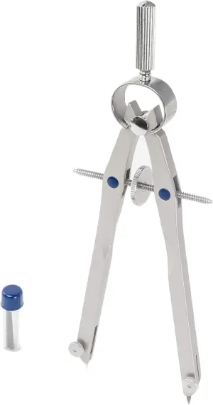 Pacific Arc Metal Professional Compass, Perfect Spring Bow Compass for Math, Geometry, or Drafting, Up to 8" Diameter Large, Comes with Lead and Lock