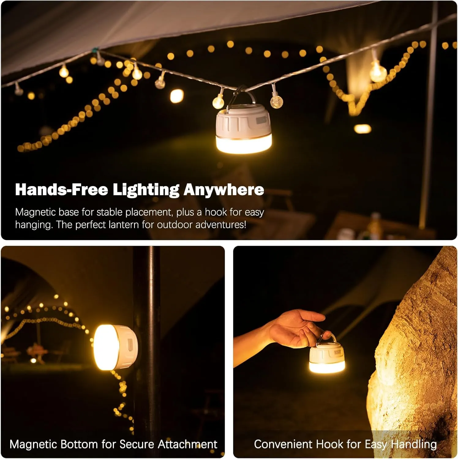 Rechargeable LED Camping Lantern 1000LM, 300H Runtime, 6400mAh, IPX5 Waterproof Tent Light for Camping, Hiking, Power Outages, Home, Emergency Use - Standard Edition,White