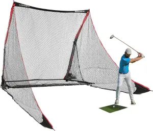 Rukket SPDR 4pc Golf Practice Bundle, Professional Grade 10x7ft Driving Net, Tri-Turf Hitting Mat, Barrier Protective Wings, Carry Bag, Portable Indoor and Outdoor at Home & Residential