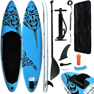 Stable and Comfortable Inflatable Stand Up Paddleboard Set for Recreation and Learning, 120.1" x 29.9" x 5.9", Blue