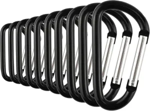 SWATOM Aluminum Carabiner Clip Snap Hook Keyring 1.5/1.9/2.2/2.4/2.8 Inch Carabiners Keychains Black(10P/20P)