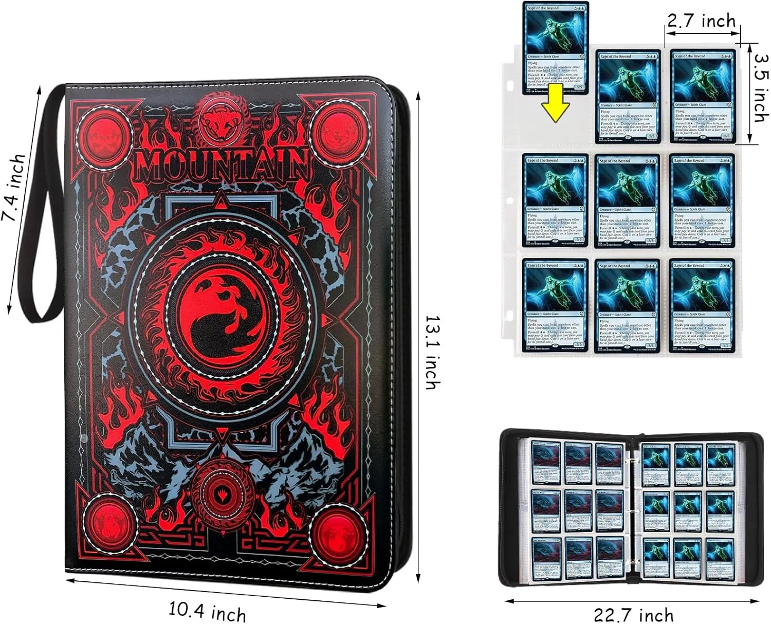 Trading Card Binder,9 Pocket Card Binder with Sleeves 720 Double Sided Pocket Premium Collector Card Album,Card Collection Folder for MTG,TCG,Yugioh,Game Cards (Red)