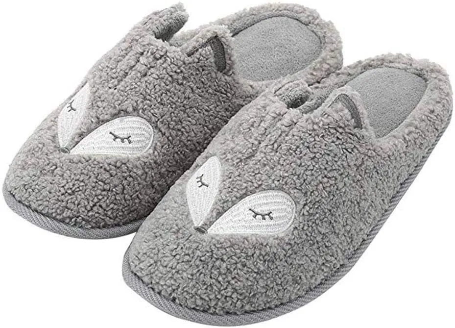 Tuiyata Cute Animal Slippers for Women Mens Winter Warm Memory Foam Cotton Home Slippers Soft Plush Fleece Slip on House Slippers for Girls Indoor Outdoor Shoes