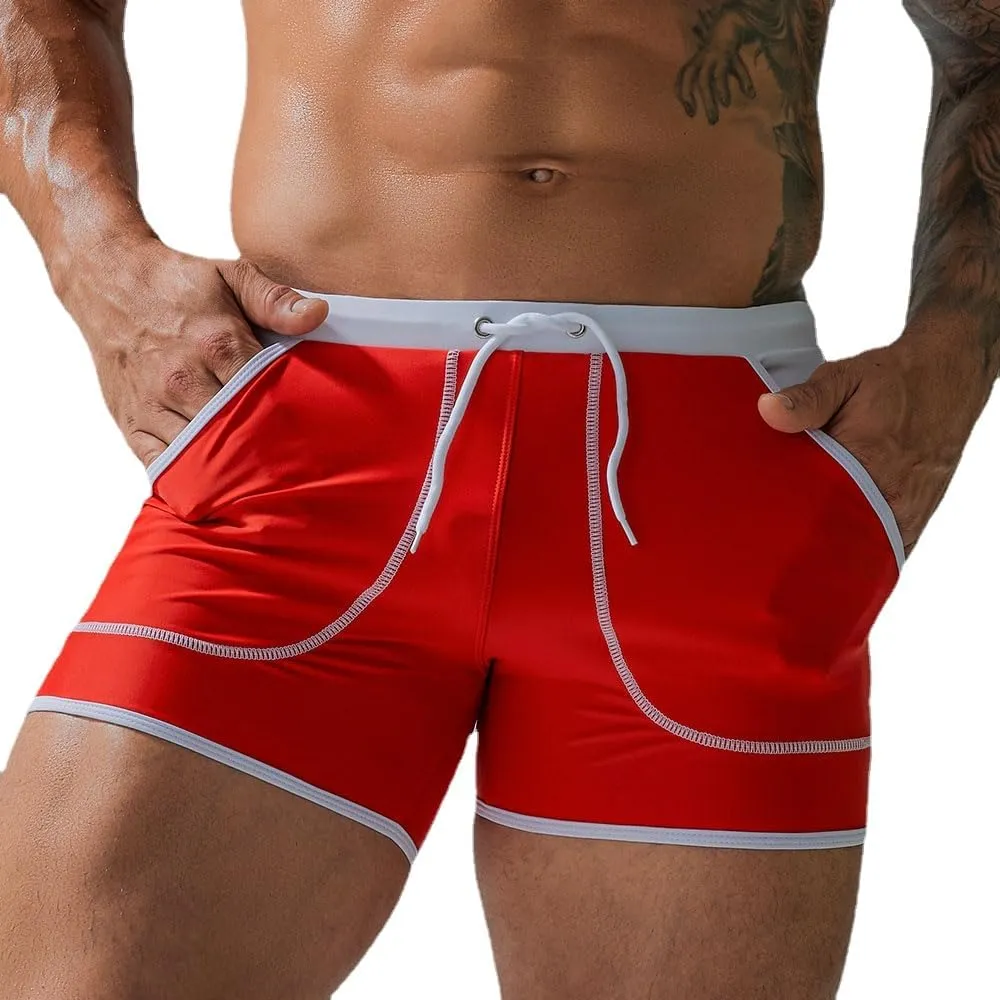 UXH Men's Square Leg Swim Briefs Printed Swimsuit Athletic Swimwear Bathing Suit Swimming Trunks