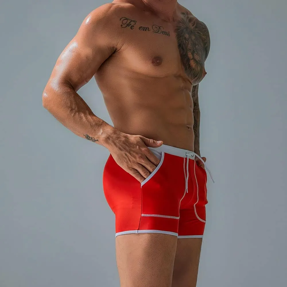 UXH Men's Square Leg Swim Briefs Printed Swimsuit Athletic Swimwear Bathing Suit Swimming Trunks