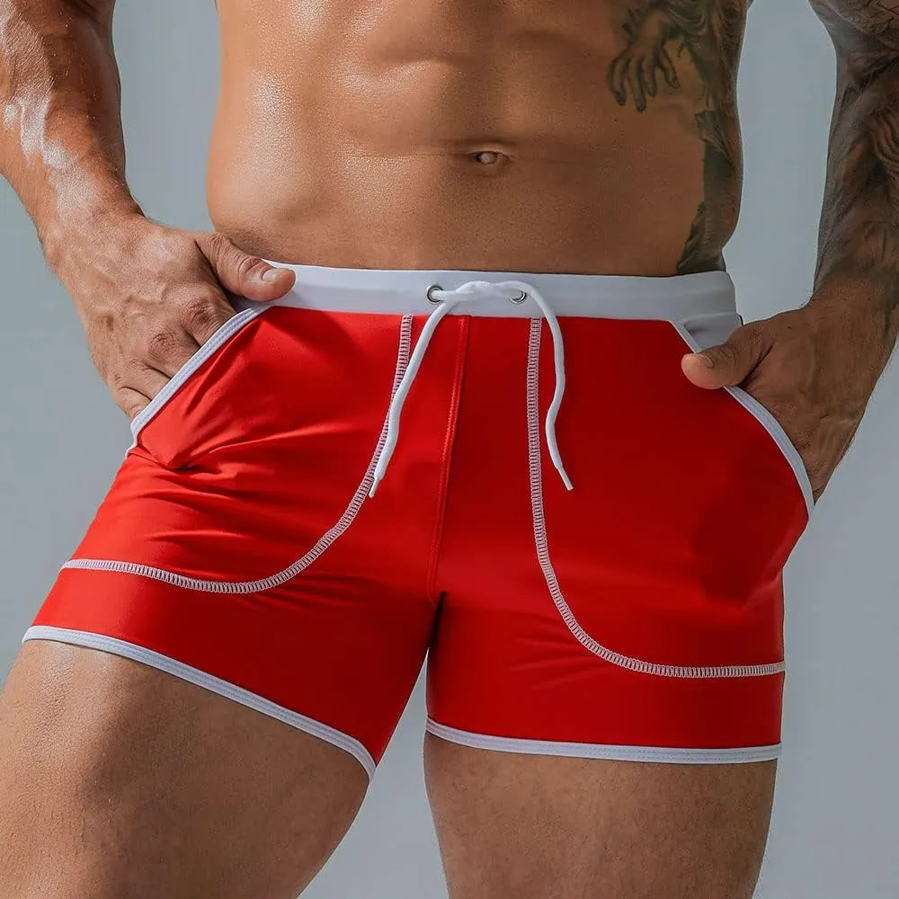 UXH Men's Square Leg Swim Briefs Printed Swimsuit Athletic Swimwear Bathing Suit Swimming Trunks