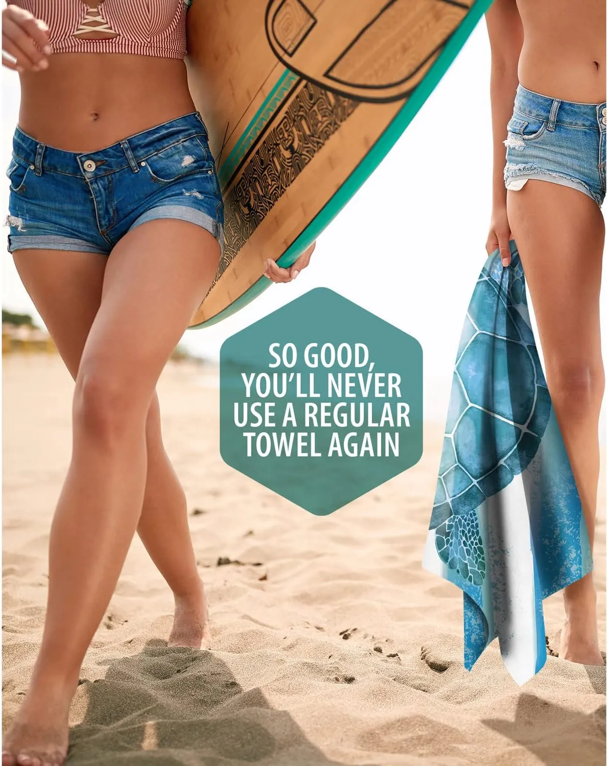VENTURE 4TH Microfiber Beach Towel: Quick-Dry, Compact, Sand-Free, Absorbent, Sandproof and Lightweight - Perfect for Camping, Beach, and Roadtrips (Striped Turtle Design | 35x78 inches)