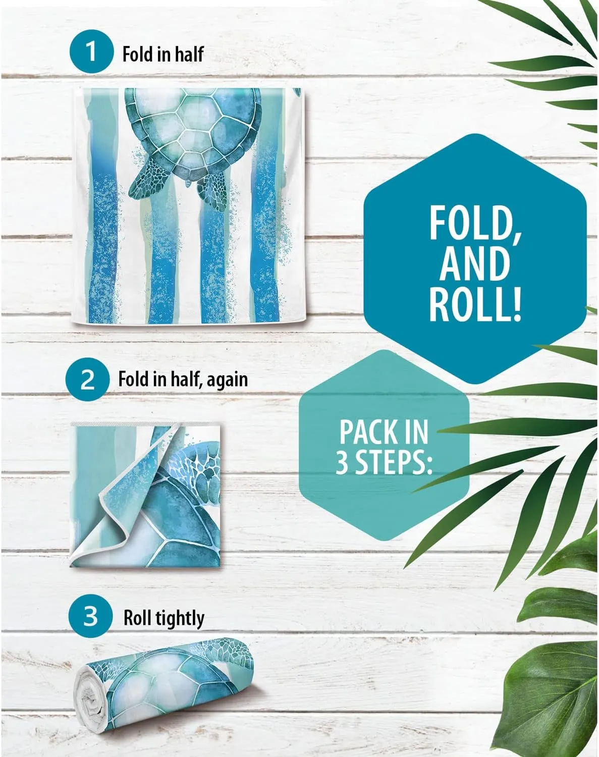 VENTURE 4TH Microfiber Beach Towel: Quick-Dry, Compact, Sand-Free, Absorbent, Sandproof and Lightweight - Perfect for Camping, Beach, and Roadtrips (Striped Turtle Design | 35x78 inches)