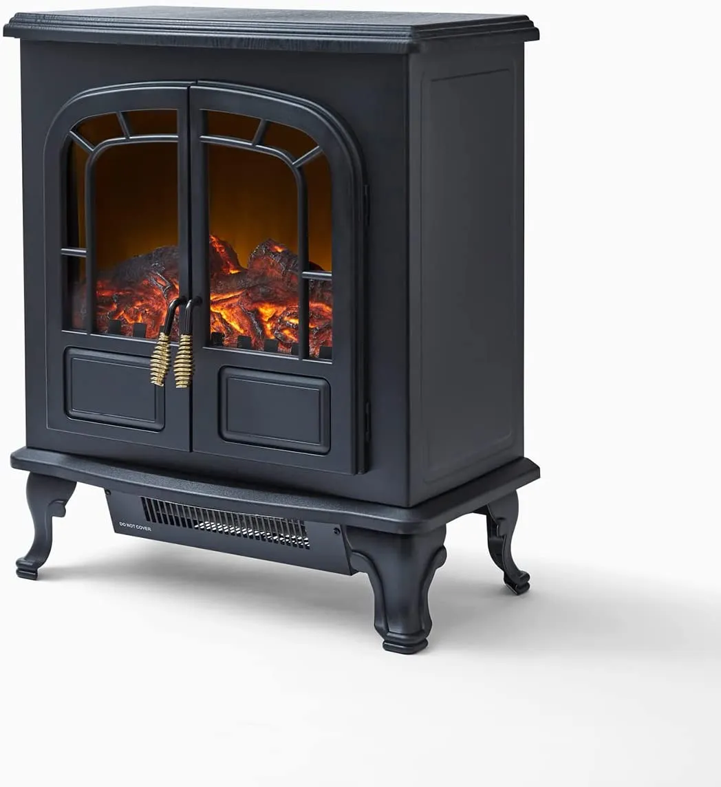 Warmlite 2KW Double Door Portable Electric Fire Stove Heater Black