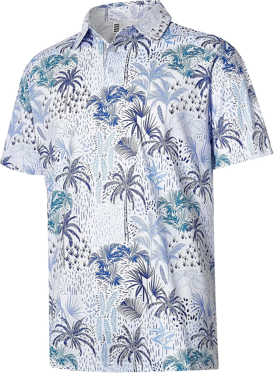 zeetoo Men's Polo Shirts Hawaiian Golf Polos Shirts Short Sleeve Performance Print Moisture Wicking Dry Fit Mens Golf Shirts