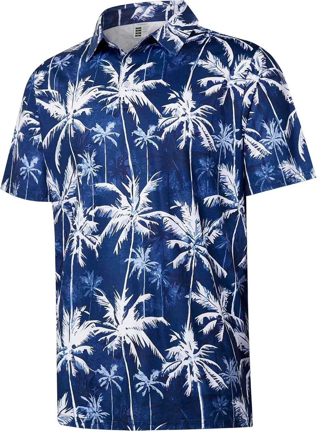 zeetoo Men's Polo Shirts Hawaiian Golf Polos Shirts Short Sleeve Performance Print Moisture Wicking Dry Fit Mens Golf Shirts