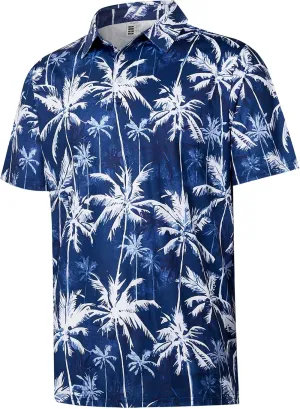 zeetoo Men's Polo Shirts Hawaiian Golf Polos Shirts Short Sleeve Performance Print Moisture Wicking Dry Fit Mens Golf Shirts