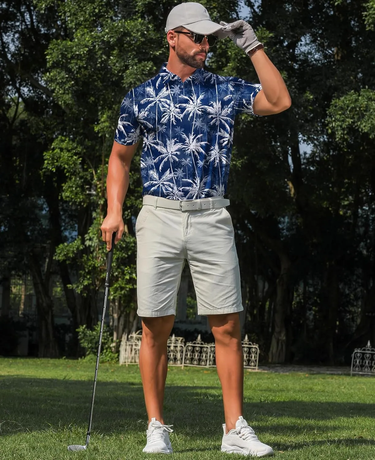 zeetoo Men's Polo Shirts Hawaiian Golf Polos Shirts Short Sleeve Performance Print Moisture Wicking Dry Fit Mens Golf Shirts