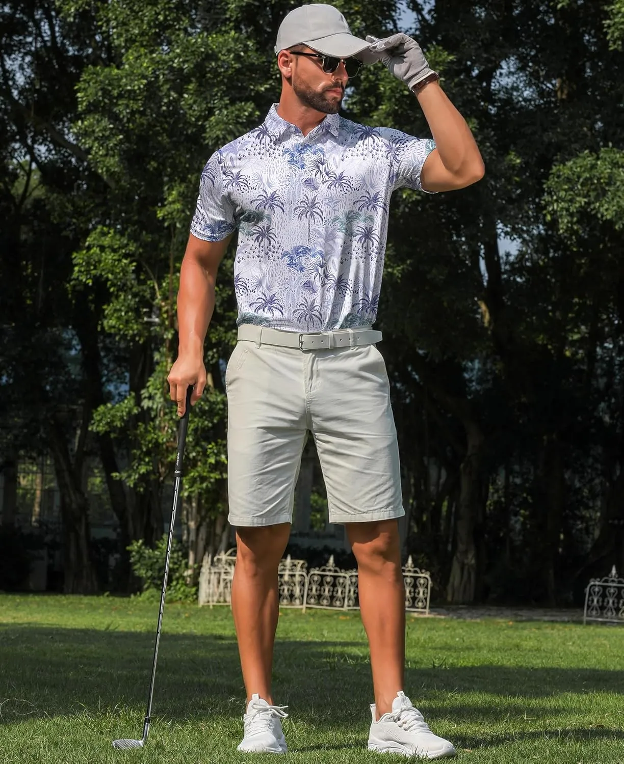 zeetoo Men's Polo Shirts Hawaiian Golf Polos Shirts Short Sleeve Performance Print Moisture Wicking Dry Fit Mens Golf Shirts